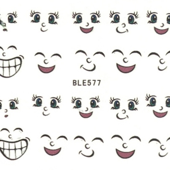 Manga Kawaii Cartoon Face- Nail Art Decal RED23 - Picture 3 of 4